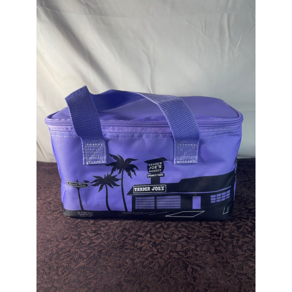 Trader Joes Purple Mini Insulated Cooler Bag Arroyo Pkwy Pasadena Lunch Tote